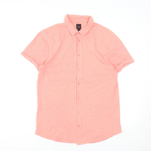 River Island Men’s Pink Cotton Stretch Polo Shirt Size L