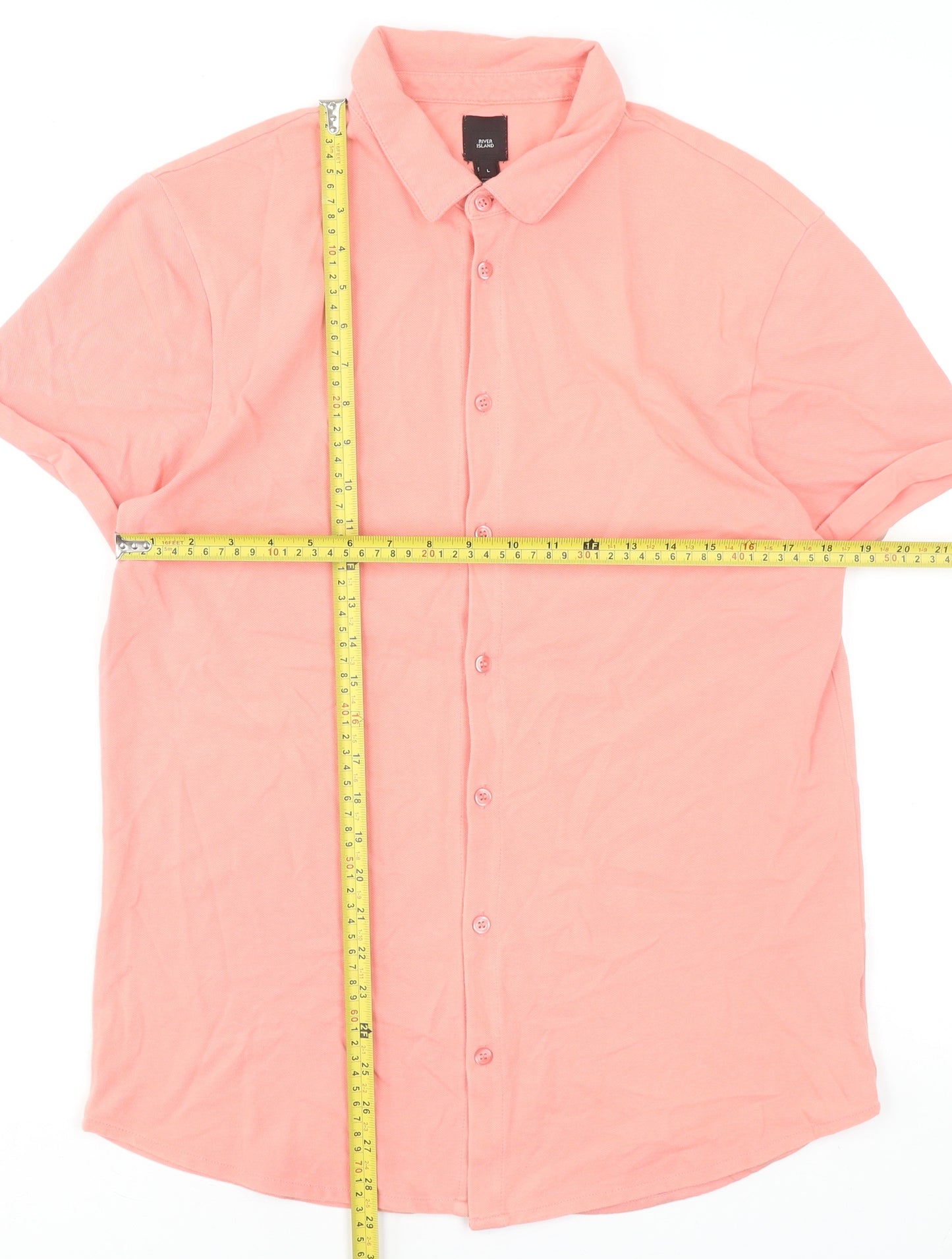 River Island Men’s Pink Cotton Stretch Polo Shirt Size L