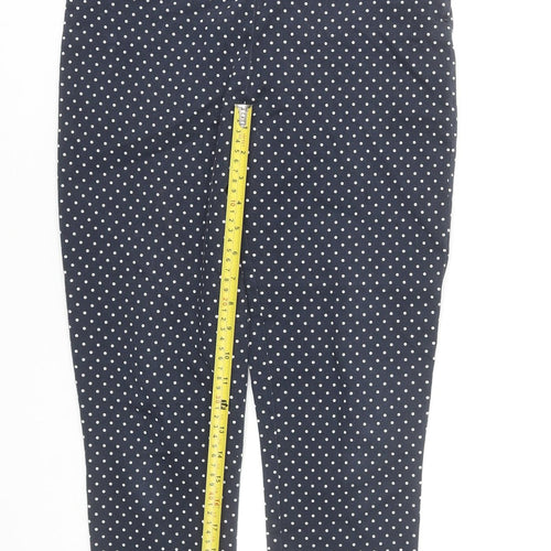 Savida Women's Navy Polka Dot Slim Trousers Size 10