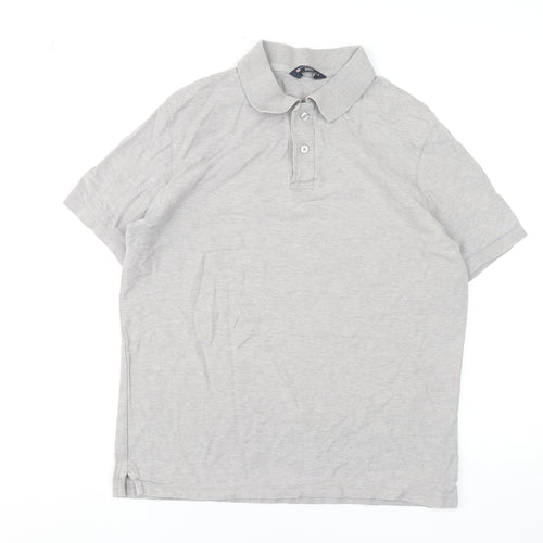 Marks and Spencer Men's Grey Cotton Polo Shirt Size M Regular Fit