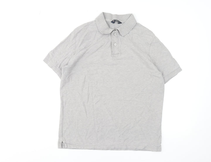 Marks and Spencer Men's Grey Cotton Polo Shirt Size M Regular Fit
