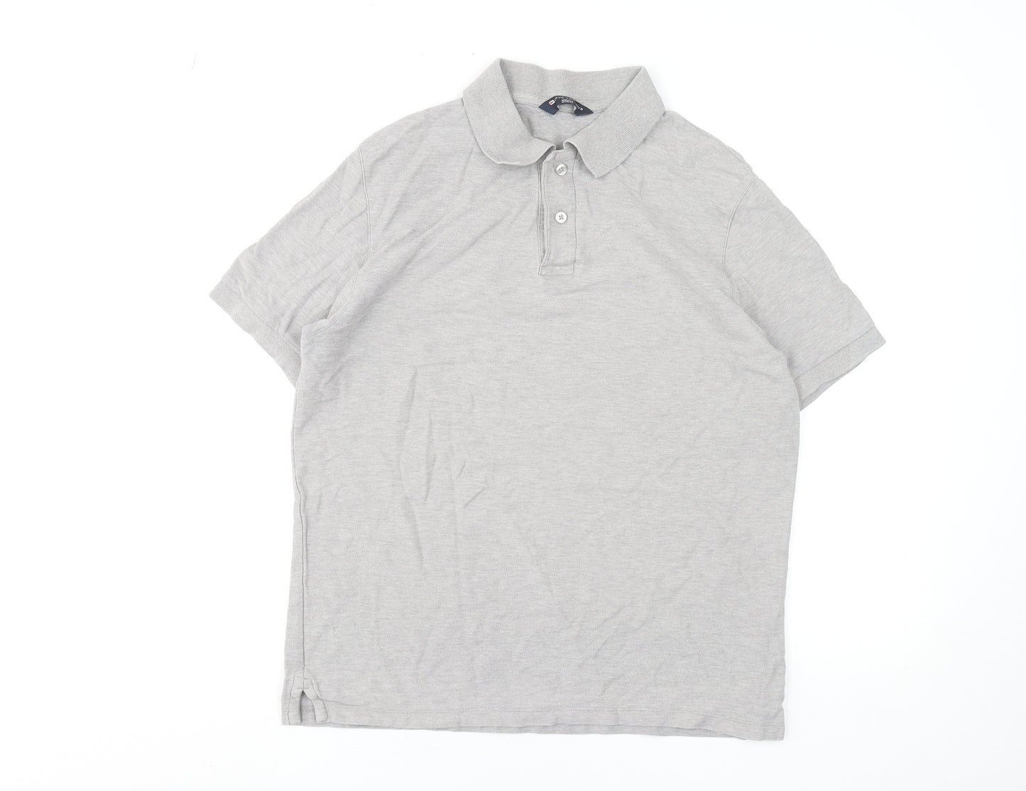Marks and Spencer Men's Grey Cotton Polo Shirt Size M Regular Fit