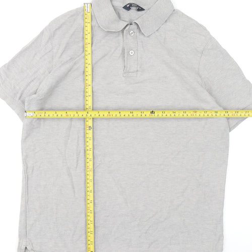 Marks and Spencer Men's Grey Cotton Polo Shirt Size M Regular Fit