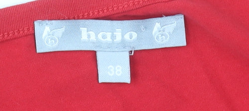 Hajo Women's Red Long Sleeve V-Neck Stretch Cotton T-Shirt Size 12