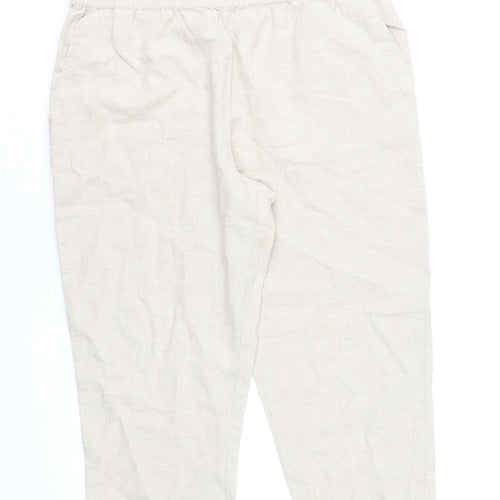 St. Bernard for Dunnes Stores Women's Beige Cropped Linen Trousers M