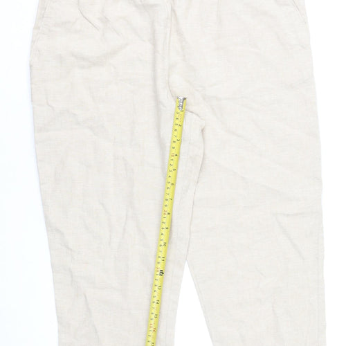 St. Bernard for Dunnes Stores Women's Beige Cropped Linen Trousers M