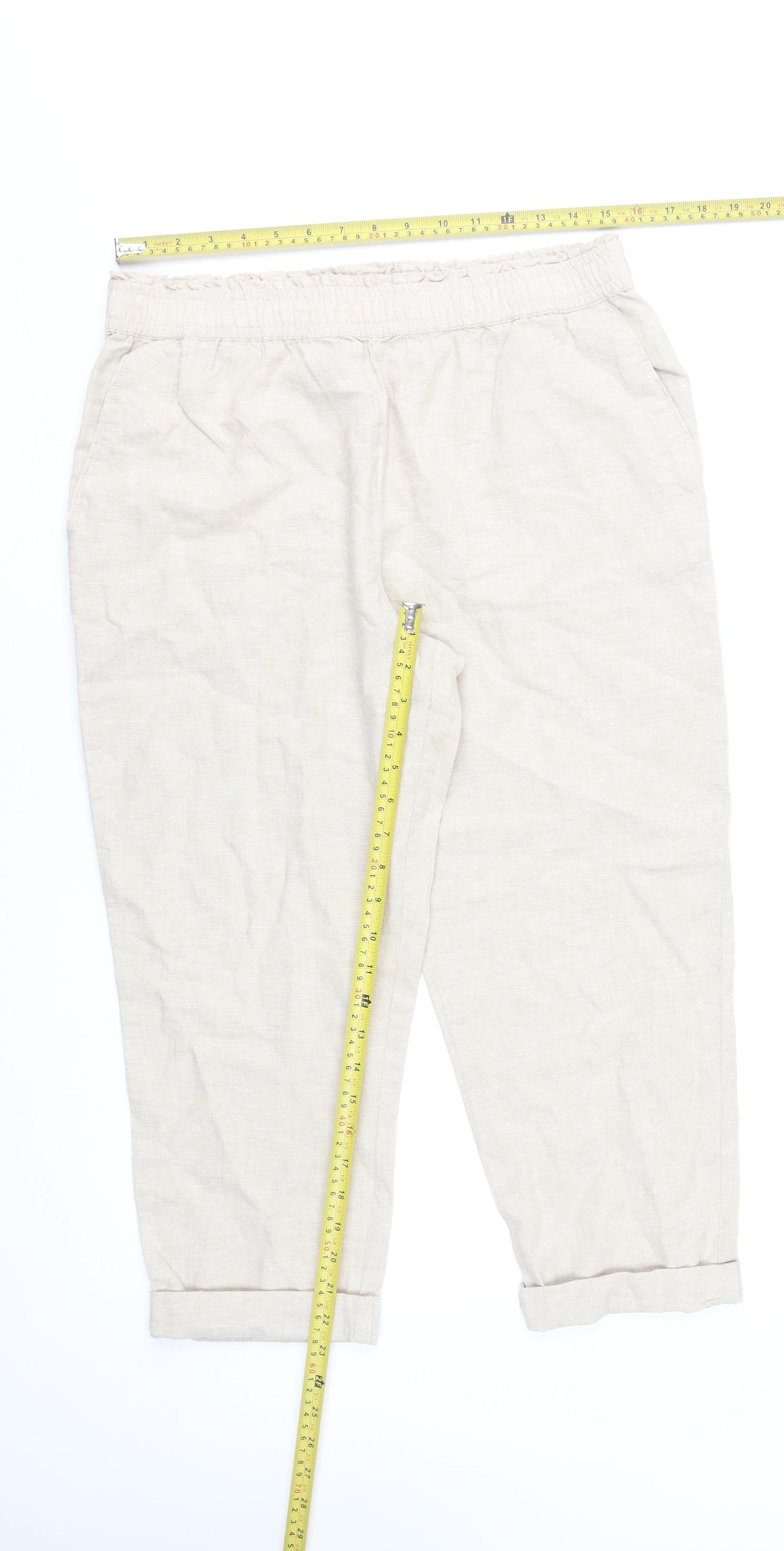St. Bernard for Dunnes Stores Women's Beige Cropped Linen Trousers M