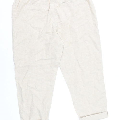 St. Bernard for Dunnes Stores Women's Beige Cropped Linen Trousers M