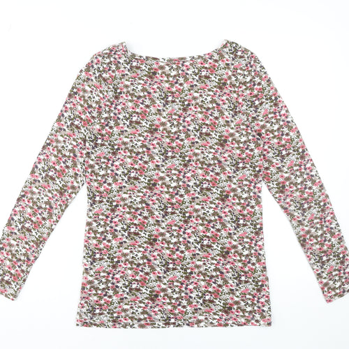 Cheer Womens Floral Jersey Henley Long Sleeve Blouse Size 14 Multicoloured