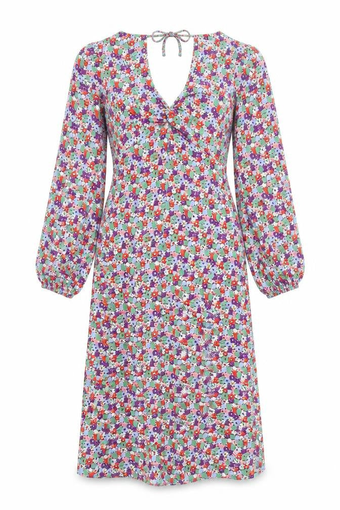 Topshop Women’s Multicoloured Floral Fit & Flare V-Neck Dress Size 10