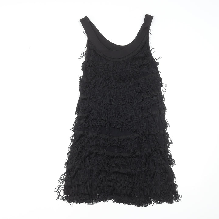 H&M Women’s Black Sleeveless Fringe Shift Dress Size S