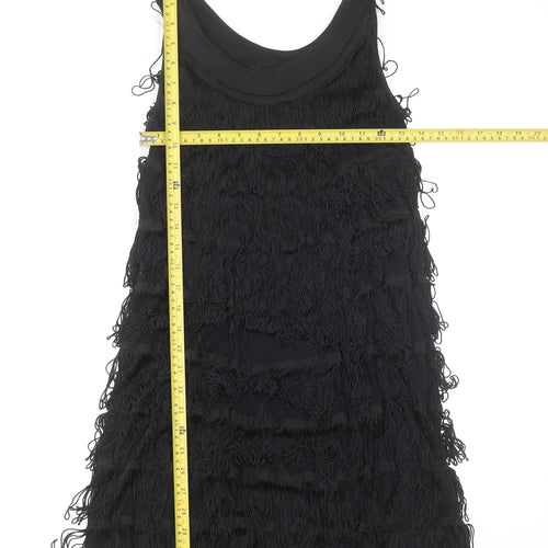 H&M Women’s Black Sleeveless Fringe Shift Dress Size S