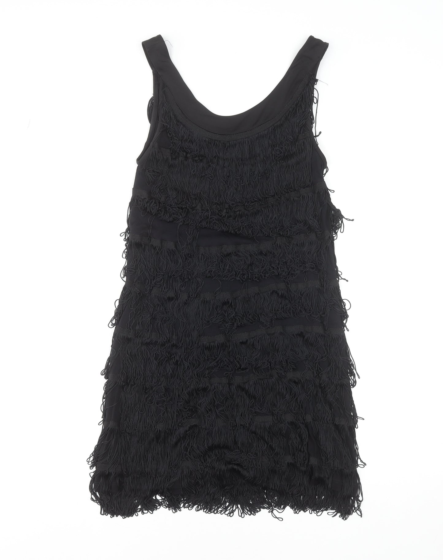 H&M Women’s Black Sleeveless Fringe Shift Dress Size S