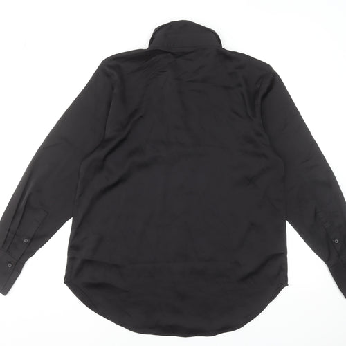 H&M Women's Black Long Sleeve Button-Up Shirt Size S Polyester Blend