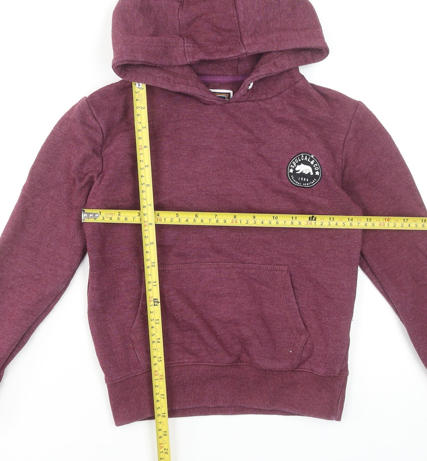 SoulCal & Co Boys Burgundy Pullover Hoodie 9-10 Years Cotton Blend