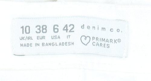 Primark Women White Skinny Jeans Size 10 Cotton Blend Stretch