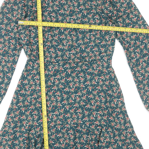 Mi Ami Women Green Floral Fit & Flare Short Dress M