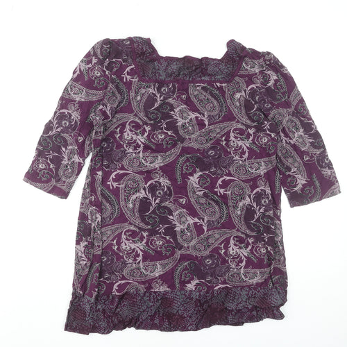 Next Women's Purple Paisley Tunic Top UK 14 Viscose 3/4 Sleeve