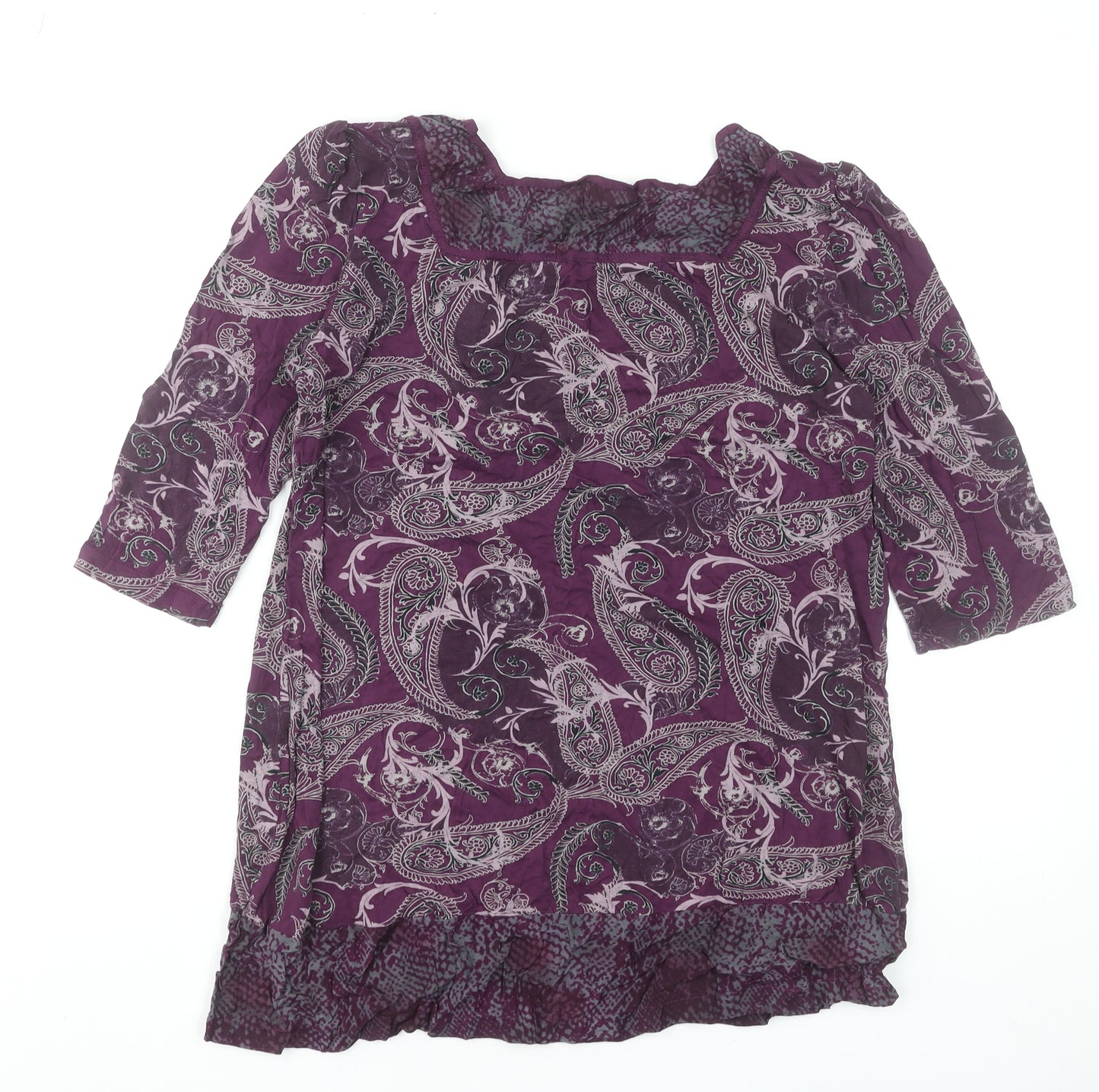 Next Women's Purple Paisley Tunic Top UK 14 Viscose 3/4 Sleeve