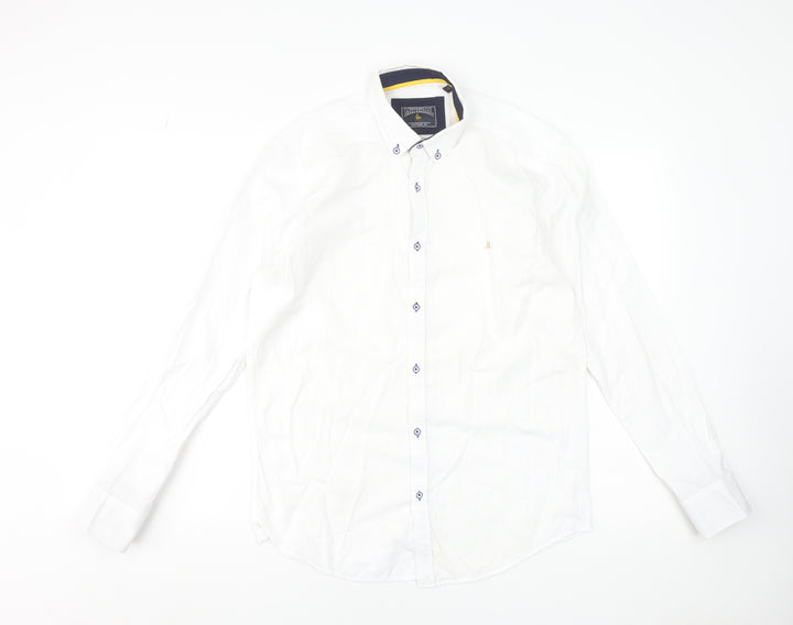 Mineral Men's White Regular Fit Long Sleeve Button-Down Formal Shirt M