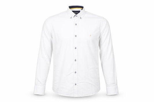 Mineral Men's White Regular Fit Long Sleeve Button-Down Formal Shirt M