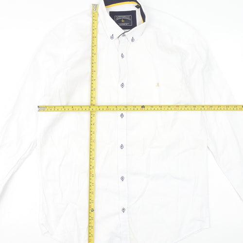 Mineral Men's White Regular Fit Long Sleeve Button-Down Formal Shirt M