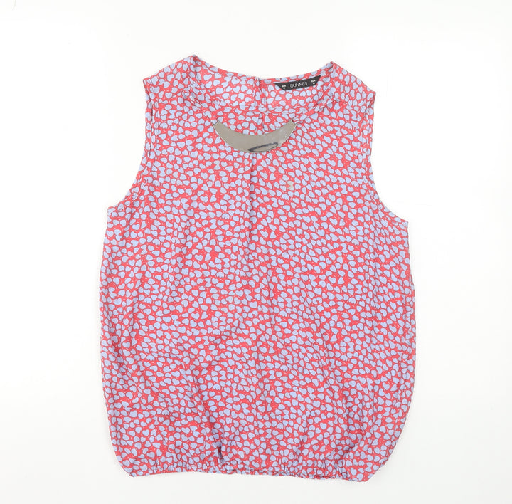 Dunnes Stores Women's Pink Floral Sleeveless Blouse Size 10