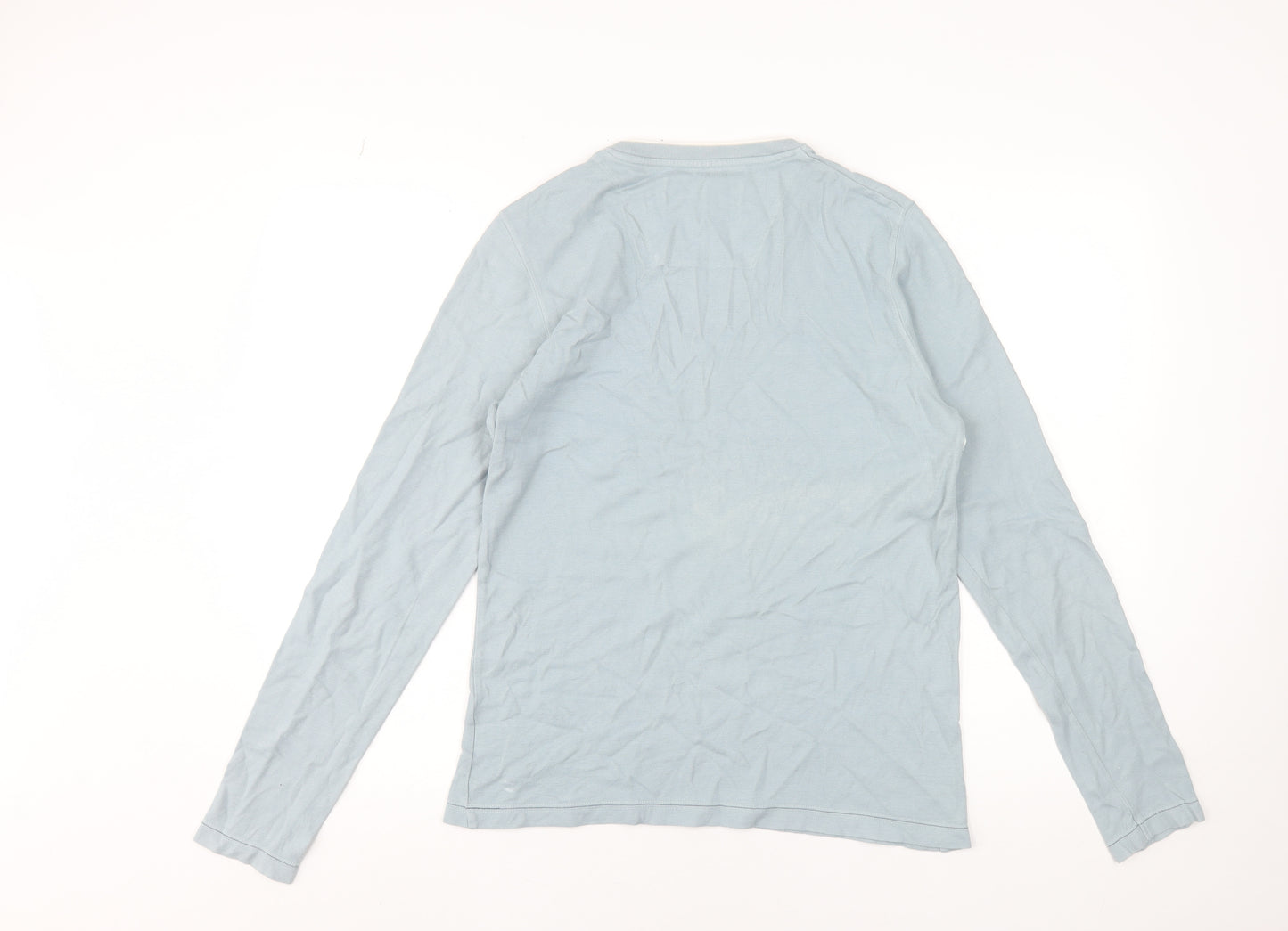 NEXT Men's Blue Striped Long Sleeve V-Neck Cotton T-Shirt Size S