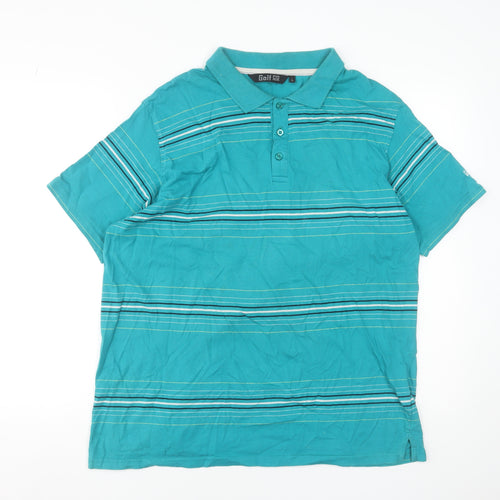 Golf Co Men's Blue Striped Cotton Polo Shirt Size L