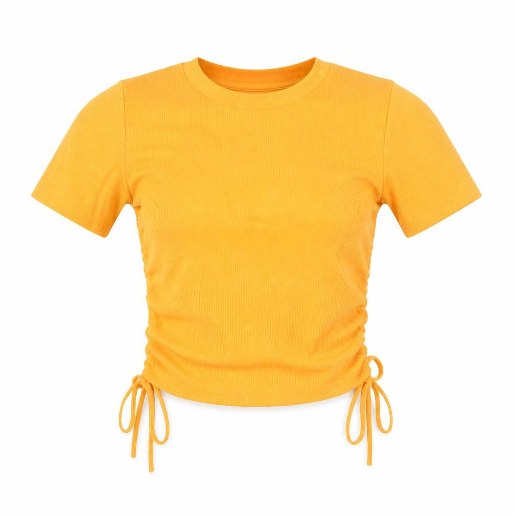 Zara Women’s Orange Cropped T-Shirt Size S Short Sleeve Drawstring