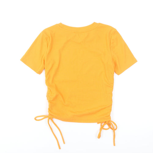 Zara Women’s Orange Cropped T-Shirt Size S Short Sleeve Drawstring