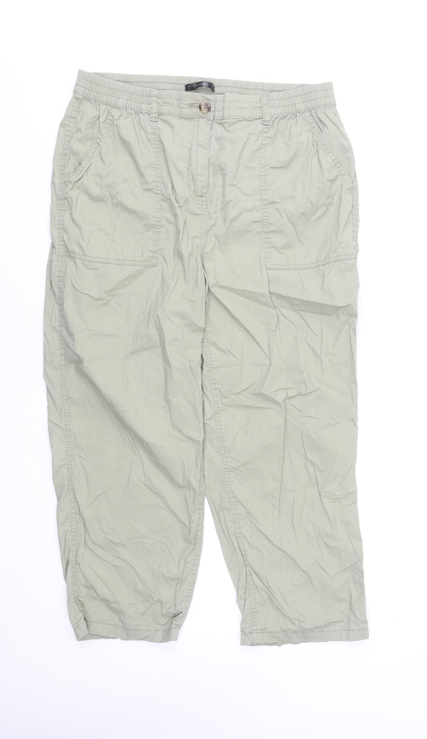 Dunnes Stores Women’s Beige Cotton Capri Trousers Size 14