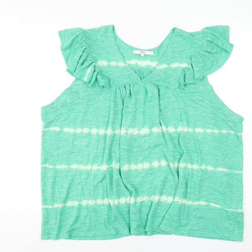 Next Women Green Sleeveless Tunic Blouse 2XL Ruffle V-Neck Summer Top