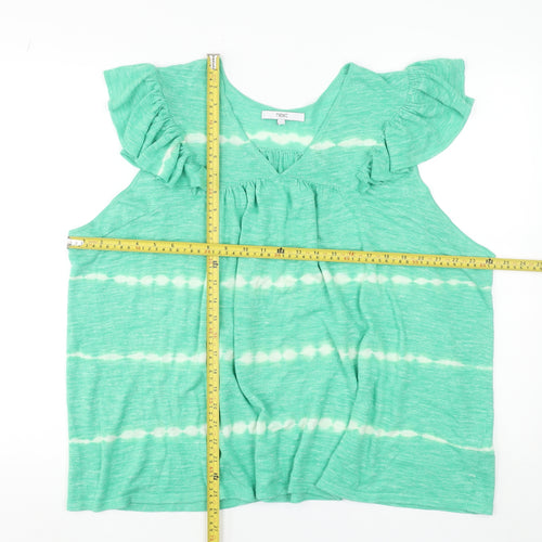 Next Women Green Sleeveless Tunic Blouse 2XL Ruffle V-Neck Summer Top