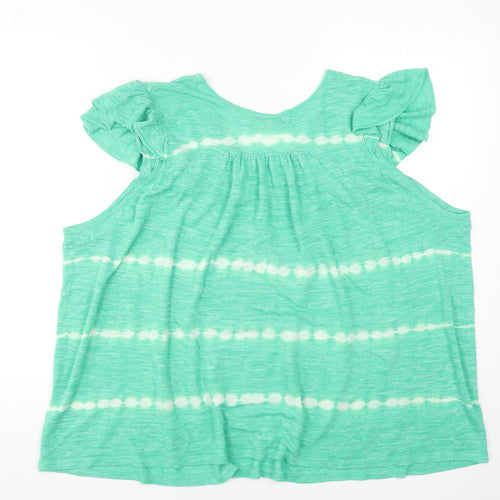 Next Women Green Sleeveless Tunic Blouse 2XL Ruffle V-Neck Summer Top