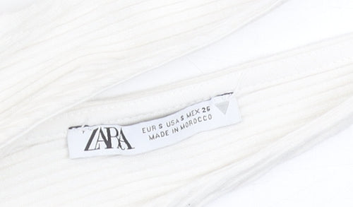 Zara Women’s Ivory Halter Ruched Ribbed Bodysuit Size S