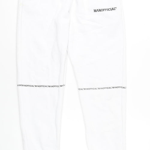 boohooMAN Men’s White Joggers Sweatpants Small Regular Fit