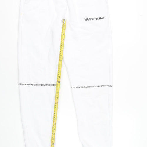 boohooMAN Men’s White Joggers Sweatpants Small Regular Fit