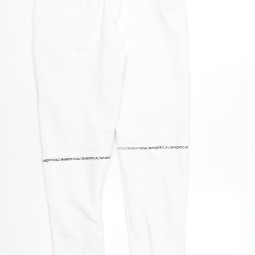 boohooMAN Men’s White Joggers Sweatpants Small Regular Fit