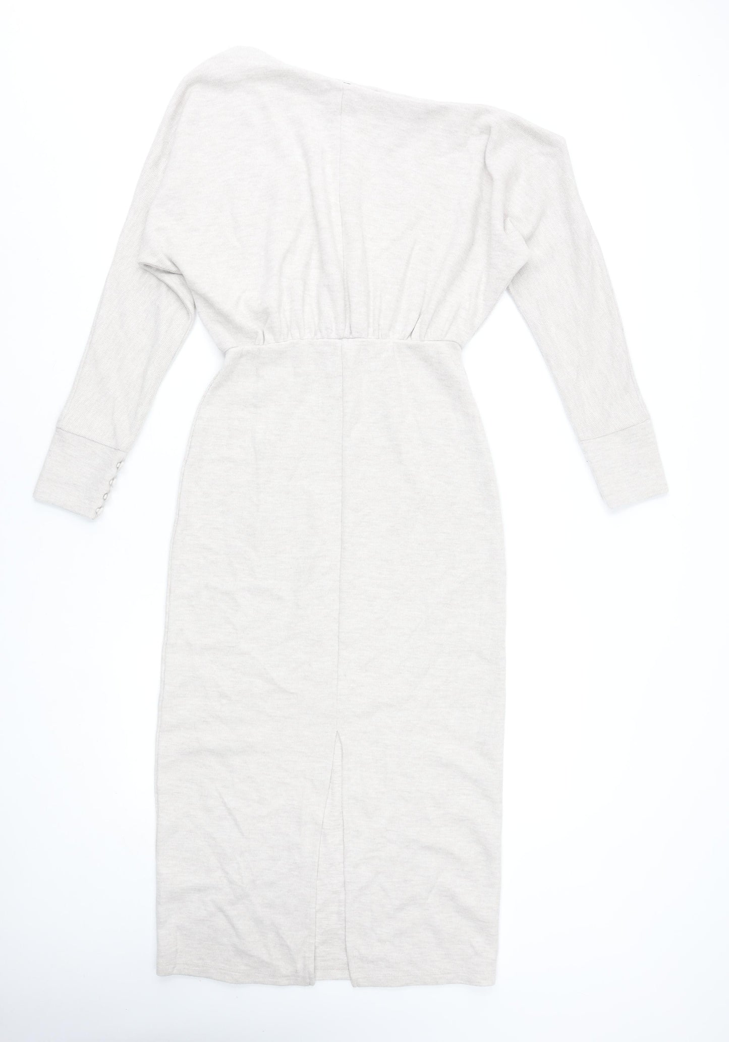 River Island Women’s Beige Midi Bodycon Dress Size 8 Long Sleeve