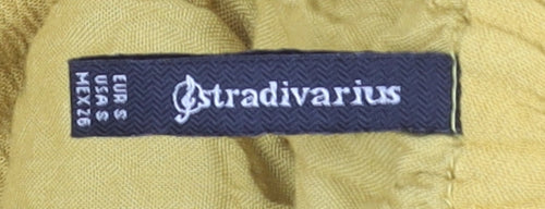 Stradivarius Womens Yellow Linen A-Line Midi Skirt Size S
