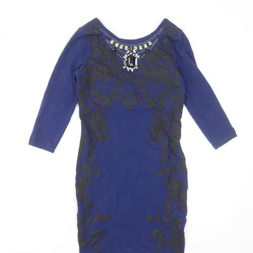 River Island Women’s Blue Bodycon Knee Length Dress Size 8