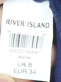 River Island Women’s Blue Bodycon Knee Length Dress Size 8