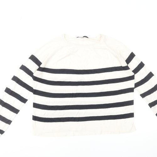ZARA Women's Black & White Striped Pullover Jumper Size 12