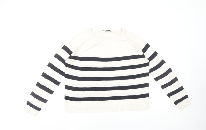 ZARA Women's Black & White Striped Pullover Jumper Size 12