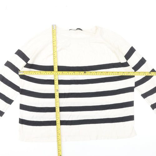 ZARA Women's Black & White Striped Pullover Jumper Size 12