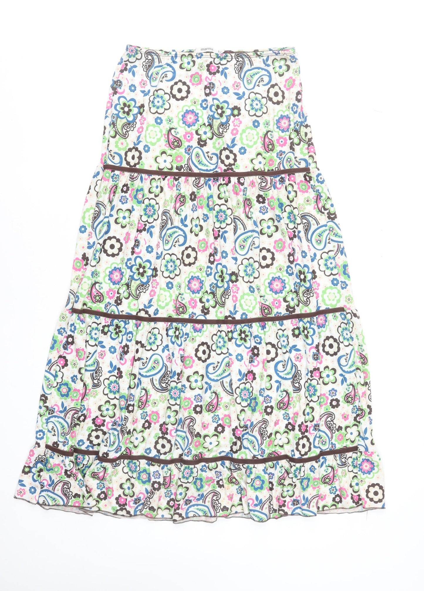 Marisa Women's Multicoloured Paisley Floral Peasant Midi Skirt Size 12