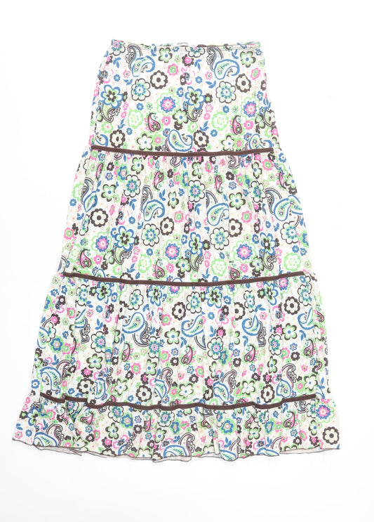 Marisa Women's Multicoloured Paisley Floral Peasant Midi Skirt Size 12