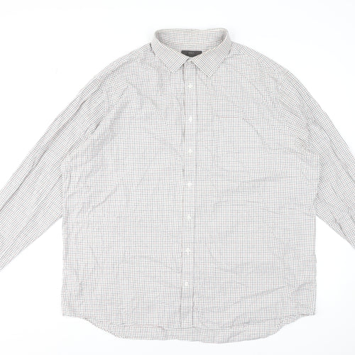 Marks and Spencer Men's Multicoloured Check Long Sleeve Cotton Dress Shirt 47cm Regular Fit