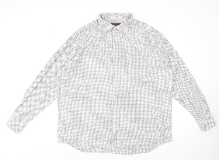 Marks and Spencer Men's Multicoloured Check Long Sleeve Cotton Dress Shirt 47cm Regular Fit